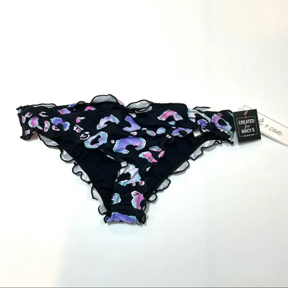 Salt+Cove LEOPARD MULTI Ruffled Bikini Swim Bottom
